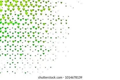 Light Green vector hearts isolated on white background. Cool pattern in origami style with gradient for Valentine day. Graphic illustration for your business design.