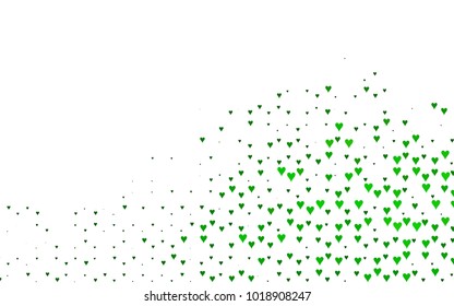 Light Green vector hearts isolated on white background. Cool pattern in origami style with gradient for Valentine day. Graphic illustration for your business design.