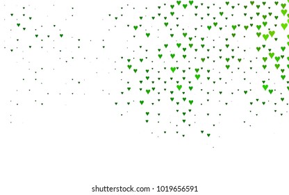 Light Green vector hearts isolated on white background. Cool pattern in origami style with gradient for Valentine day. Graphic illustration for your business design.