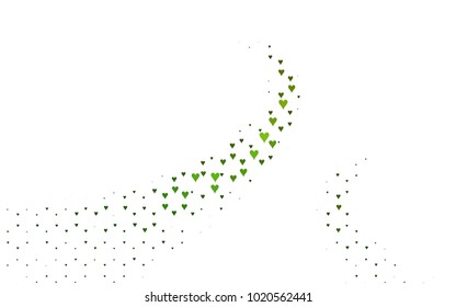 Light Green vector hearts isolated on white background. Cool pattern in origami style with gradient for Valentine day. Graphic illustration for your business design.