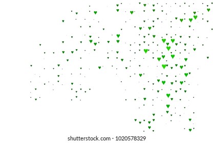 Light Green vector hearts isolated on white background. Cool pattern in origami style with gradient for Valentine day. Graphic illustration for your business design.