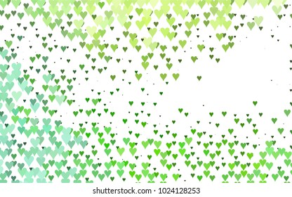 Light Green vector hearts isolated on white background. Cool pattern in origami style with gradient for Valentine day. Graphic illustration for your business design.