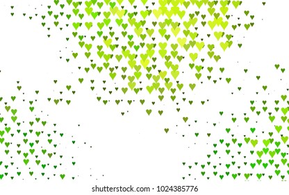Light Green vector hearts isolated on white background. Cool pattern in origami style with gradient for Valentine day. Graphic illustration for your business design.