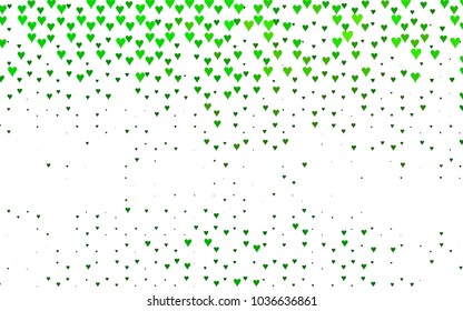 Light Green vector hearts isolated on white background. Cool pattern in origami style with gradient for Valentine day. Graphic illustration for your business design.