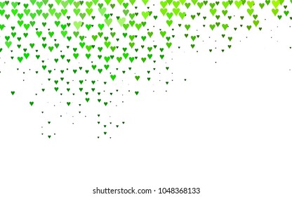 Light Green vector hearts isolated on white background. Cool pattern in origami style with gradient for Valentine day. Graphic illustration for your business design.