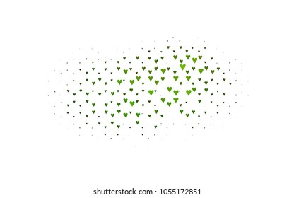 Light Green vector hearts isolated on white background. Cool pattern in origami style with gradient for Valentine day. Graphic illustration for your business design.