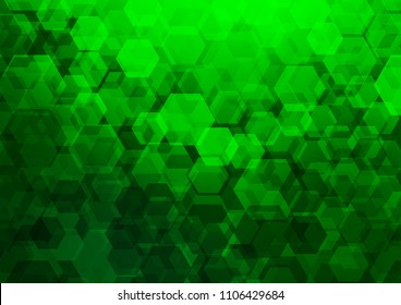 Light Green vector hexagon mosaic template. A completely new color illustration in a vague style. The textured pattern can be used for background.