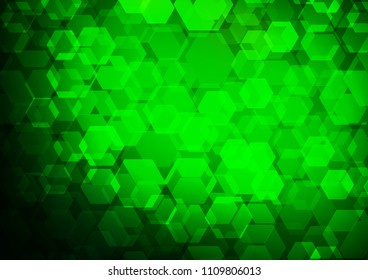 Light Green vector hexagon mosaic template. A vague abstract illustration with gradient. Brand new style for your business design.