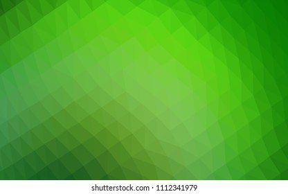 Light Green vector hexagon mosaic texture. Triangular geometric sample with gradient.  Brand new design for your business.