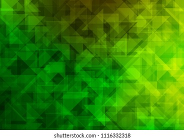 Light Green vector hexagon mosaic triangle mosaic. Triangular geometric sample with gradient.  The elegant pattern can be used as part of a brand book.