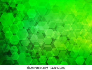 Light Green vector hexagon mosaic template. Colorful abstract illustration with gradient. The best hexagonal design for your business.