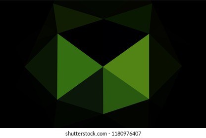 Light Green vector hexagon mosaic template. Creative illustration in halftone style with gradient. Triangular pattern for your business design.