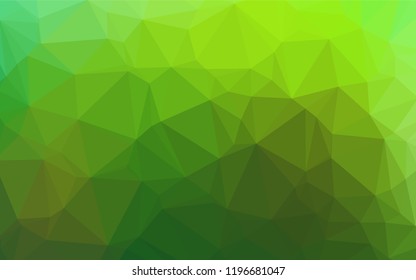 Light Green vector hexagon mosaic template. Glitter abstract illustration with an elegant design. Triangular pattern for your business design.