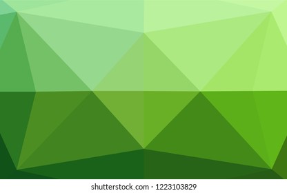 Light Green vector hexagon mosaic template. Triangular geometric sample with gradient.  Brand new design for your business.