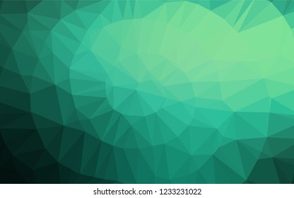 Light Green vector hexagon mosaic texture. Triangular geometric sample with gradient.  The template can be used as a background for cell phones.