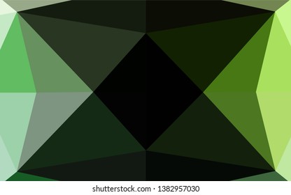 Light Green vector hexagon mosaic template. Triangular geometric sample with gradient.  A completely new design for your business.