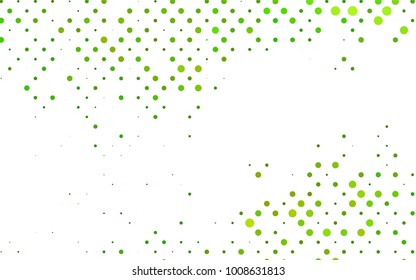 Light Green vector illustration which consist of circles. Dotted gradient design for your business. Creative geometric background in halftone style with colored spots.