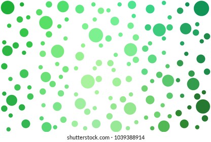 Light Green vector illustration which consist of circles. Dotted gradient design for your business. Creative geometric background in halftone style with colored spots.