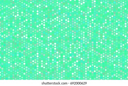 Light Green vector illustration which consist of circles. Dotted gradient design for your business. Creative geometric background in halftone style with colored spots.