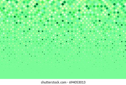 Light Green vector illustration which consist of circles. Dotted gradient design for your business. Creative geometric background in halftone style with colored spots.