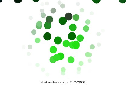 Light Green vector illustration which consist of circles. Dotted gradient design for your business. Creative geometric background in halftone style with colored spots.