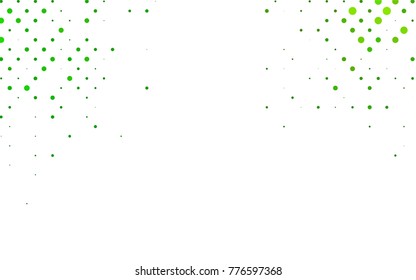 Light Green vector illustration which consist of circles. Dotted gradient design for your business. Creative geometric background in halftone style with colored spots.