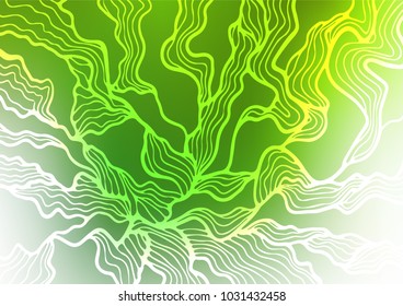 Light Green vector indian curved texture. Glitter abstract illustration with doodles and Zen tangles. The elegant pattern can be used as a part of a brand book.