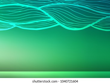 Light Green vector indian curved texture. Colorful abstract illustration with lines in Asian style. The best blurred design for your business.