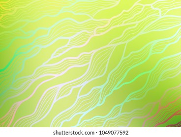 Light Green vector indian curved background. Ethnic elegant natural pattern with gradient. Hand painted design for web, leaflet, textile.