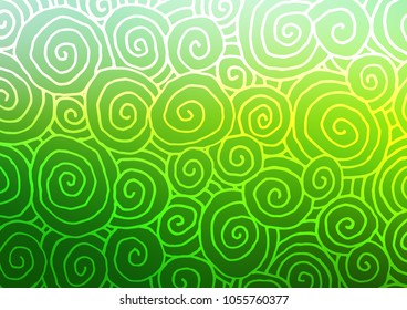 Light Green vector indian curved pattern. Decorative shining illustration with doodles on abstract template. The pattern can be used for coloring books and pages for kids.