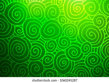 Light Green vector indian curved pattern. Doodles on blurred abstract background with gradient. The pattern can be used for coloring books and pages for kids.