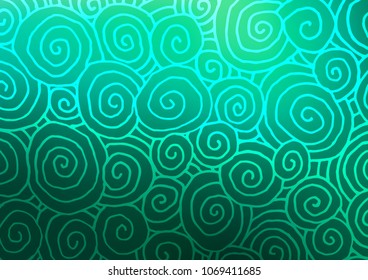 Light Green vector indian curved pattern. Decorative shining illustration with doodles on abstract template. The pattern can be used for wallpapers and coloring books.