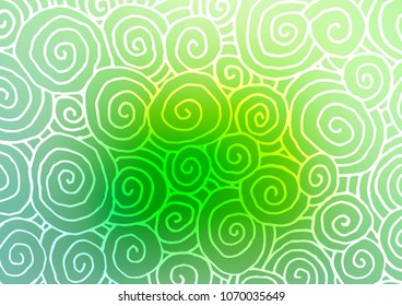 Light Green vector indian curved template. Shining colored illustration with doodles in Zen tangle style. A new texture for your design.