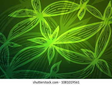 Light Green vector indian curved pattern. Colorful illustration in abstract style with doodles and Zen tangles. The template can be used as a background for cell phones.