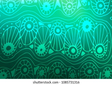 Light Green vector indian curved background. Modern geometrical abstract illustration with doodles. The doodle design can be used for your web site.