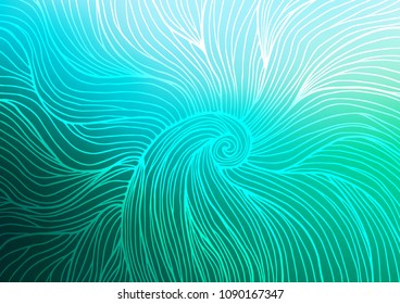 Light Green vector indian curved background. Glitter abstract illustration with doodles and Zen tangles. The template can be used as a background for cell phones.