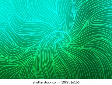 Light Green vector indian curved template. Sketchy hand drawn doodles on blurred background. Brand-new style for your business design.