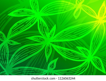 Light Green vector indian curved template. Glitter abstract illustration with doodles and Zen tangles. The textured pattern can be used for website.