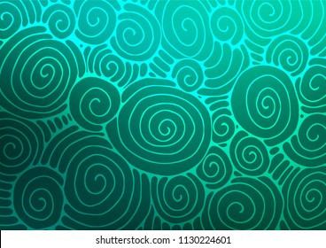 Light Green vector indian curved template. Blurred decorative design in Indian style with Zen tangles. A completely new template for your business design.