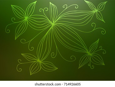 Light Green vector indian curved template. Ethnic elegant natural pattern with gradient. Hand painted design for web, leaflet, textile.