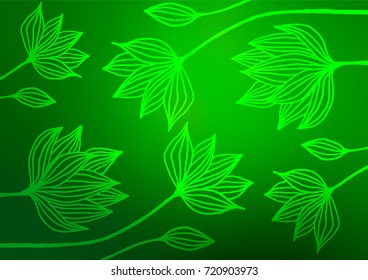 Light Green vector indian curved pattern. Ethnic elegant natural pattern with gradient. Hand painted design for web, wrapping, wallpaper.