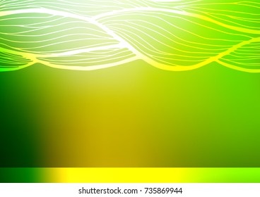 Light Green vector indian curved texture. Geometric doodle illustration in Origami style with gradient. The elegant pattern can be used as a part of a brand book.