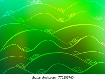 Light Green vector indian curved texture. A completely new color illustration in doodle style. A completely new template for your business design.