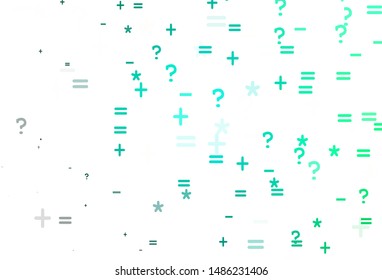 Light Green vector layout with algebra elements. Modern geometrical illustration with numerals. Best design a poster, banner of a math college.