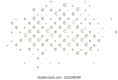 Light Green vector layout with banking symbols. Blurred design in simple style with symbols of Euro. The pattern can be used as ads, poster, banner for payments.