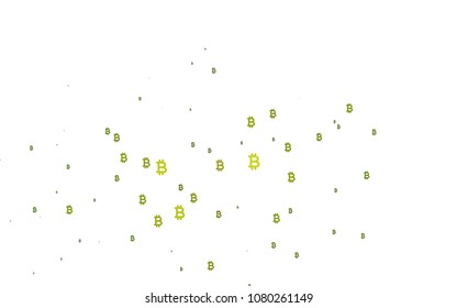 Light Green vector layout with banking symbols. Shining colored illustration with Bitcoin signs, BTC. The pattern can be used for ad, booklets, leaflets of banks.