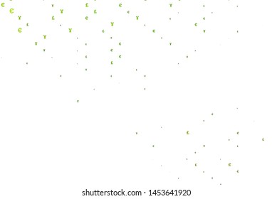 Light Green vector layout with banking symbols. Blurred design in with symbols of EUR, JPY, GBP. The pattern can be used for financial, investment websites.