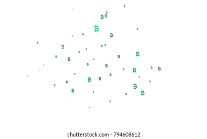 Light Green vector layout with banking symbols. Colored symbols of cryptocurrency on white background. Best design for your ad, poster, banner of BTC money.
