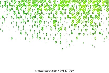 Light Green vector layout with banking symbols. Modern geometrical abstract illustration with banking symbols. Best design for your ad, poster, banner of USD money.