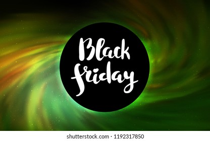 Light Green vector layout with a black hole, universe. Illustration with colorful milky way stars and a black hole. Black Friday design for ads, commercials.